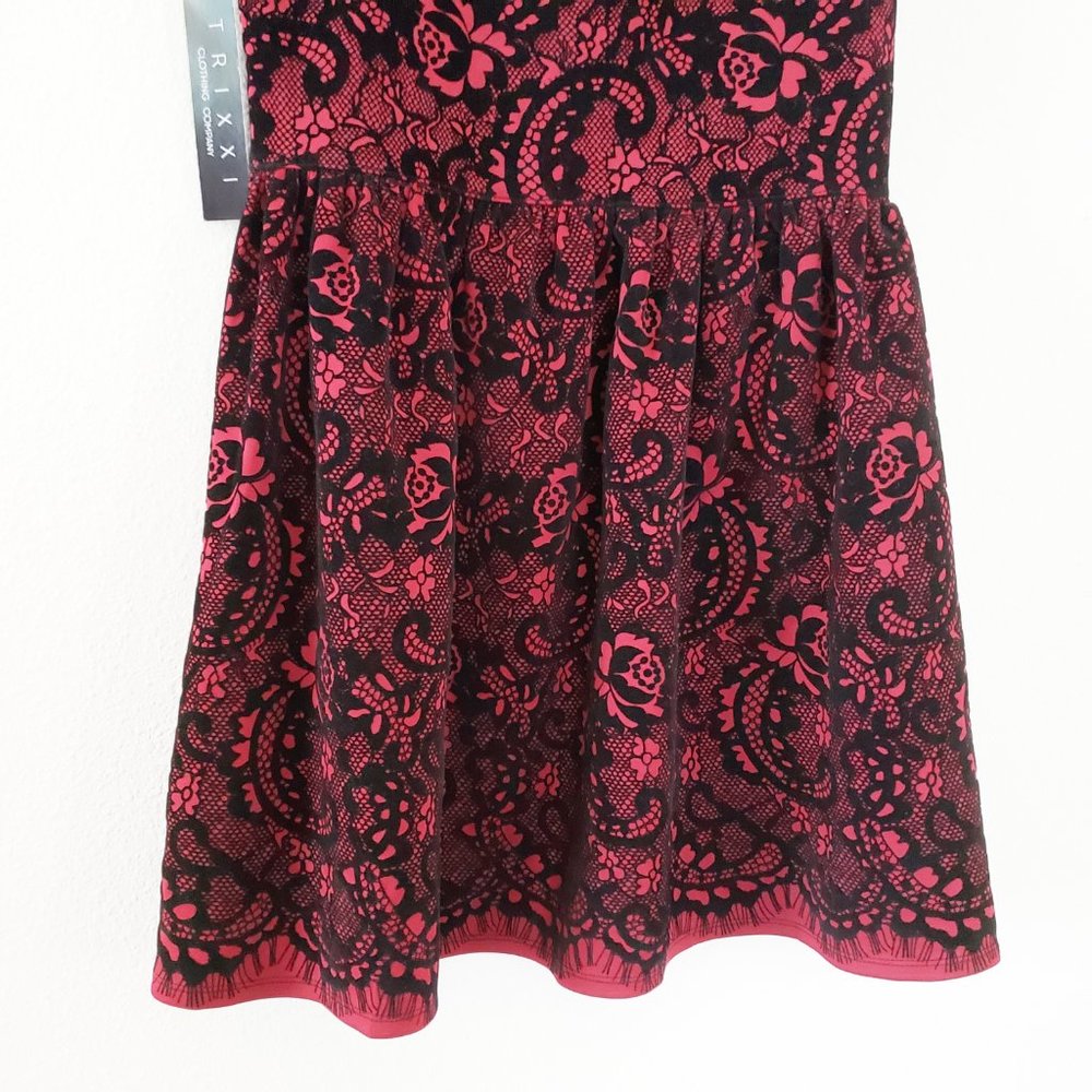 Trixxi Mesh Flocked Skater Dress Size L - Picture 6 of 8